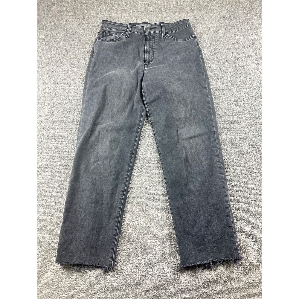 Joes Jeans Women 27 Black Ginara High Rise Straight Cropped Frayed Streetwear